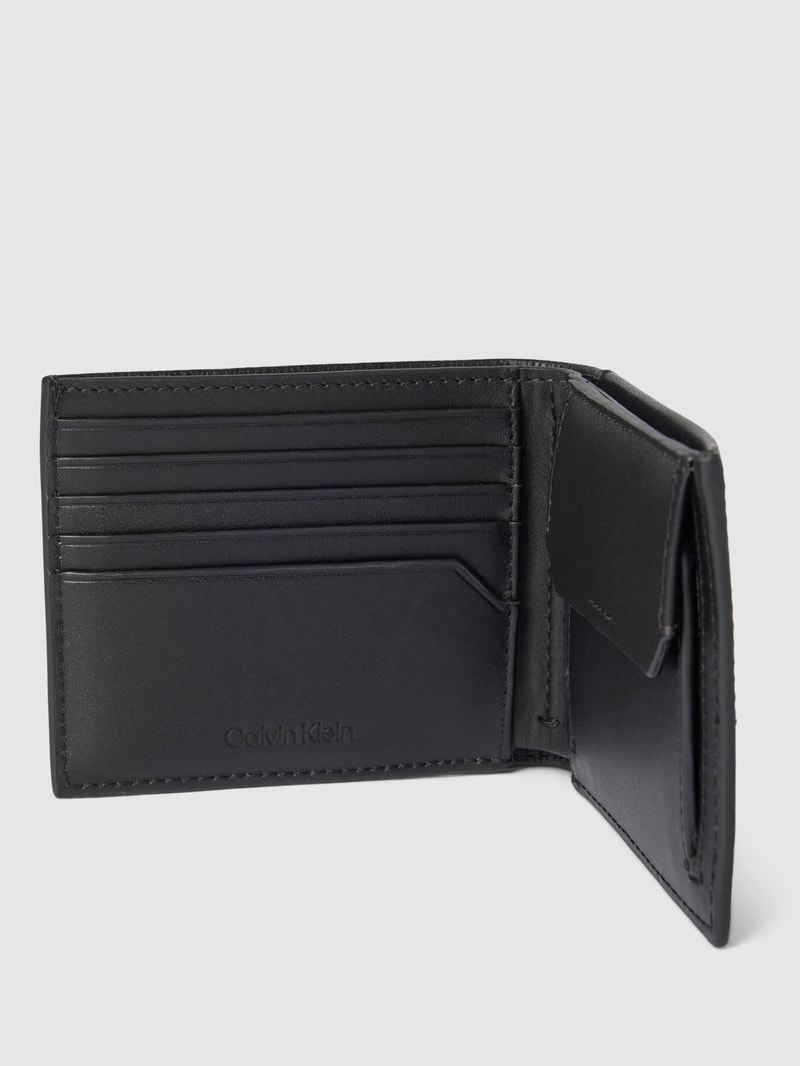 Portemonnaie mit Label-Details Modell 'DIAGONAL' in schwarz