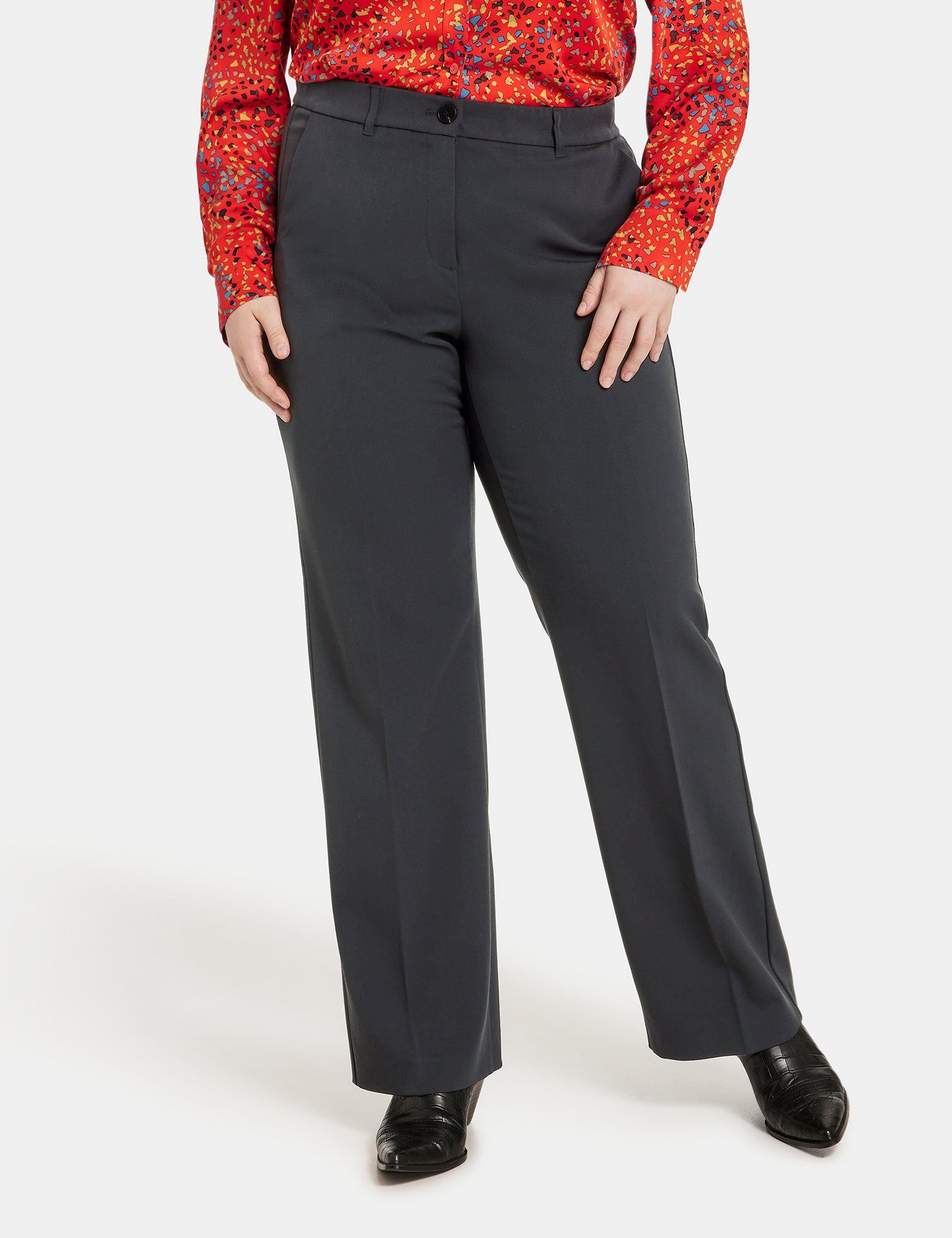 Samoon Stoffhose Gepflegte Hose mit weitem Bein Greta