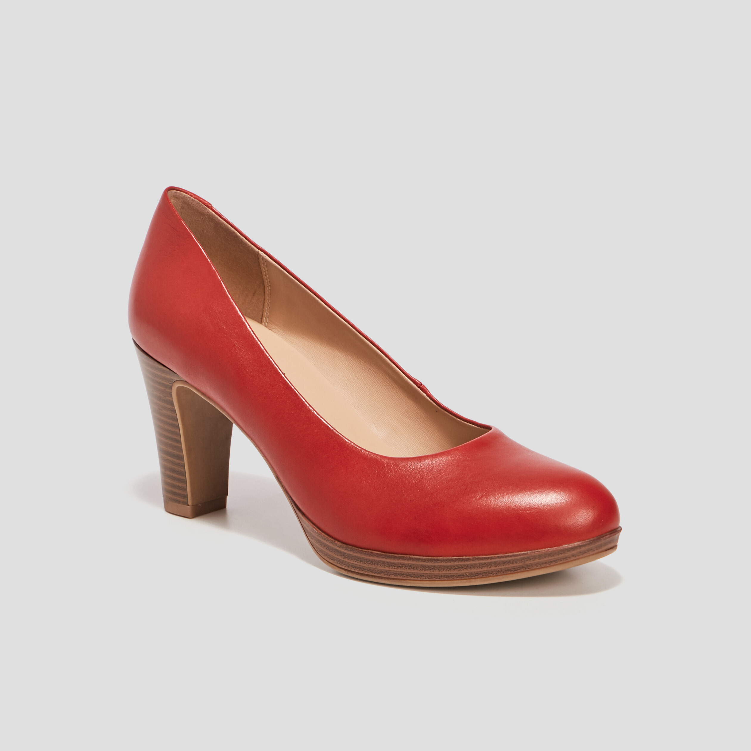 Escarpins à talons en cuir rouge femme | La Halle
