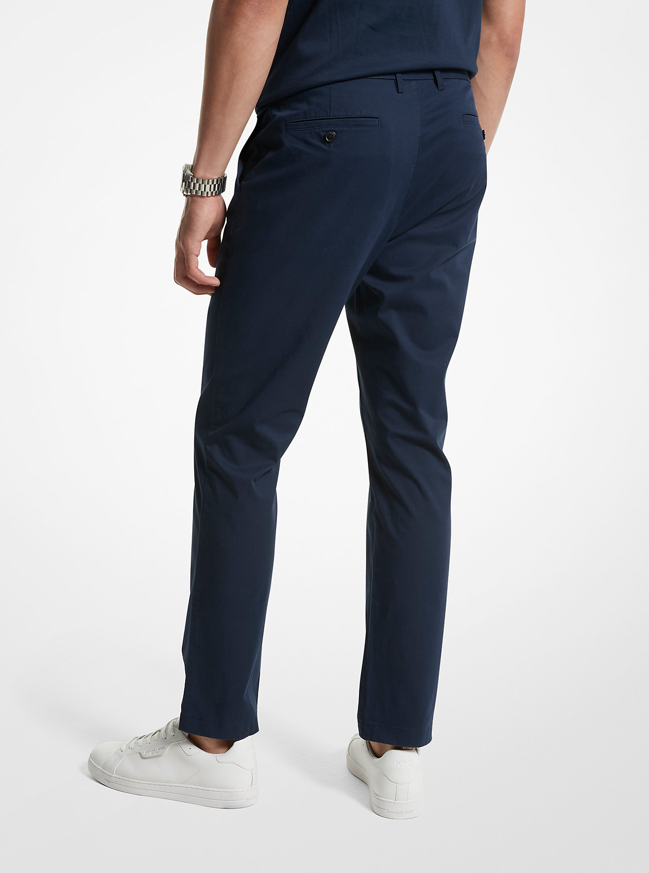 Slim-fit chinobukser i bomullsblanding – MIDNIGHT