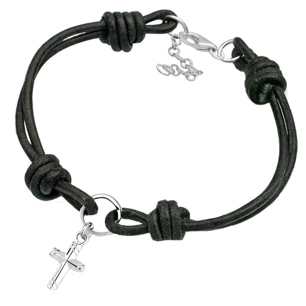 Elli Elli Bracelet Kreuz Leder 925 Sterling Silber Bracelet