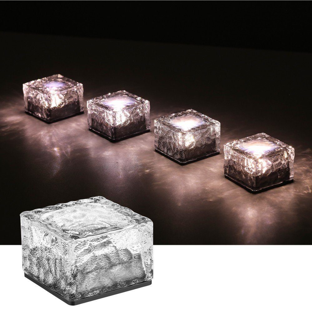 iscooter LED Solarleuchte LED Solar Bodenleuchten Glas Wegbeleuchtung Deko, Solarlampen, Außen Dekoration Lichter, für Garten, Balkon und Terrasse