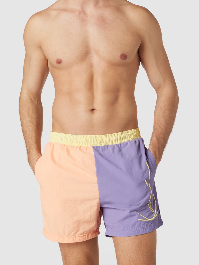 Badehose mit Label-Stitching in orange