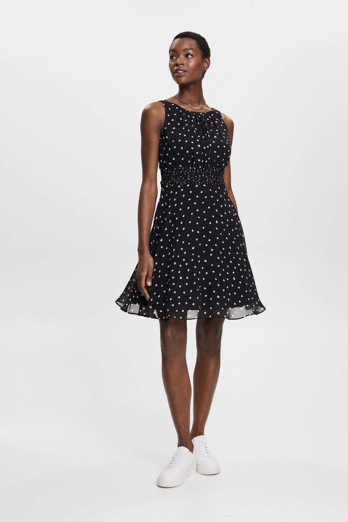 Recycelt: Chiffon-Kleid mit geraffter Taille