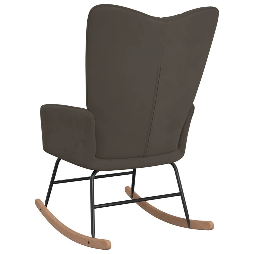 möbelando Schaukelstuhl Hattert (B/H/T: 61x98x78 cm), aus Samt (100% Polyester), massives Buchenholz, Stahl in Dunkelgrau
