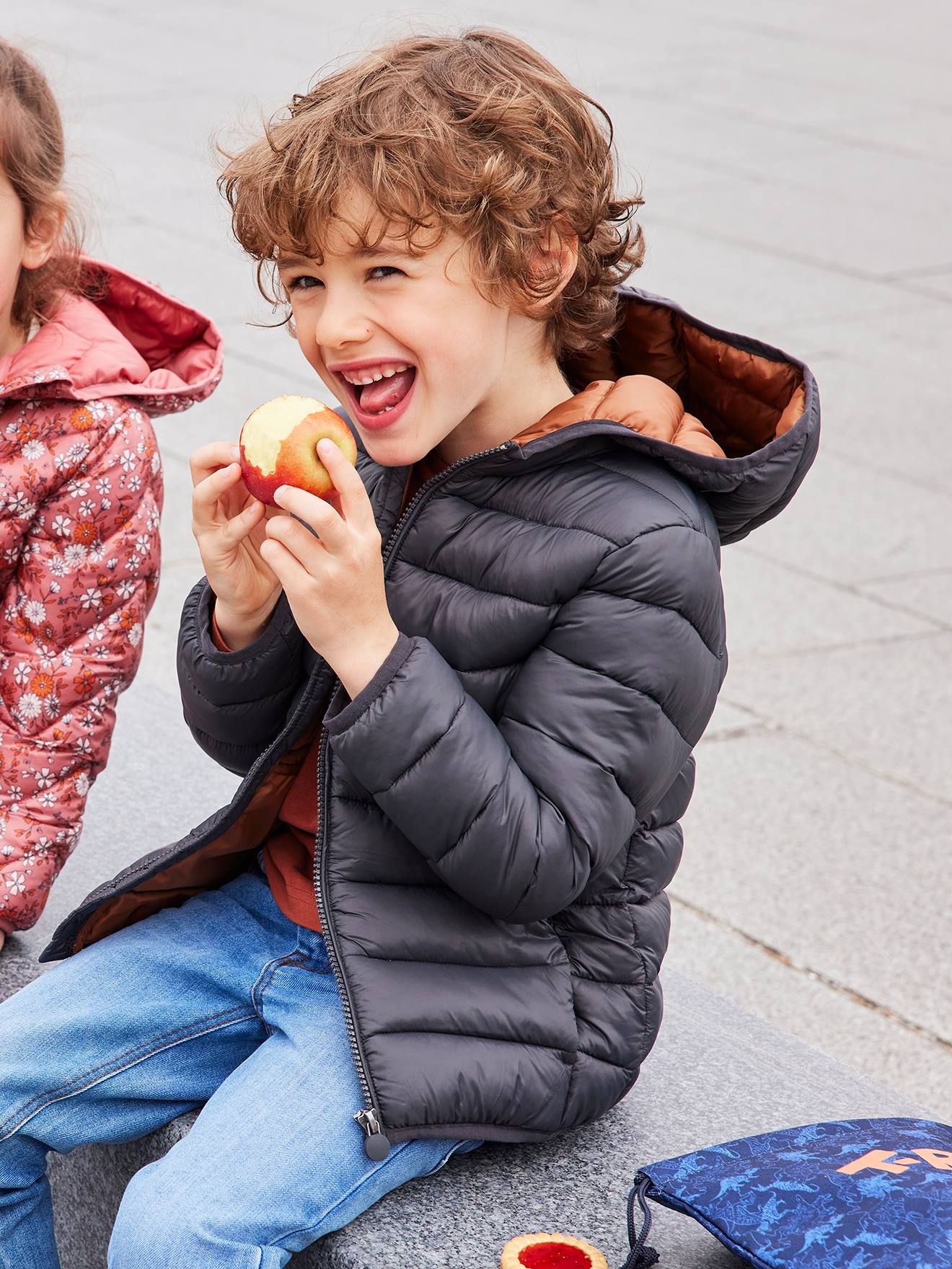Vertbaudet Jungen Light-Steppjacke mit Wattierung aus Recycling-Polyester - dunkelgrau