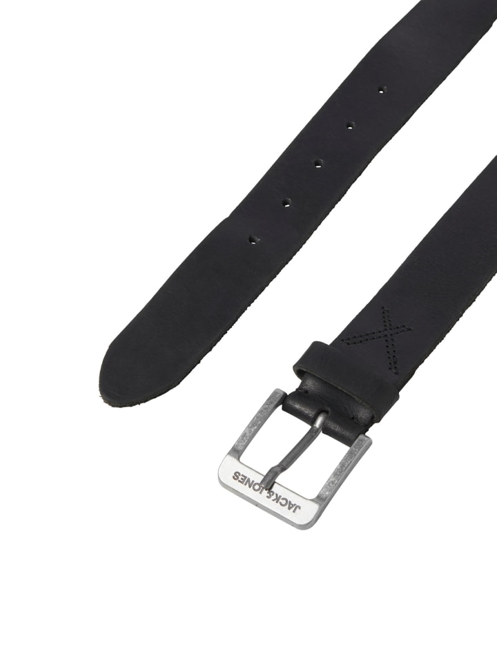 Jack & Jones Echtleder Gürtel Klassischer Leather Belt mit Löcher JACROCK in Schwarz günstig kaufen