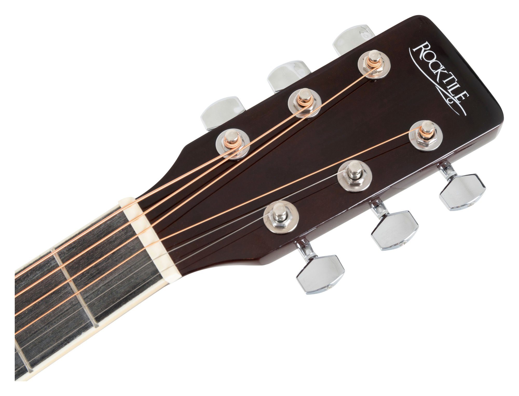 Rocktile Westerngitarre WSD-8CE-NT Slim Line Westerngitarren Set - Dreadnought Akustik Gitarre, Set inkl. Tasche, Ersatzsaiten, Gurt und Plektren