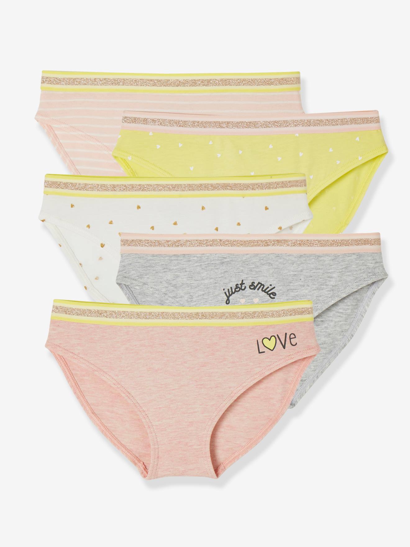 Lot de 5 culottes fille eau de rose rayé