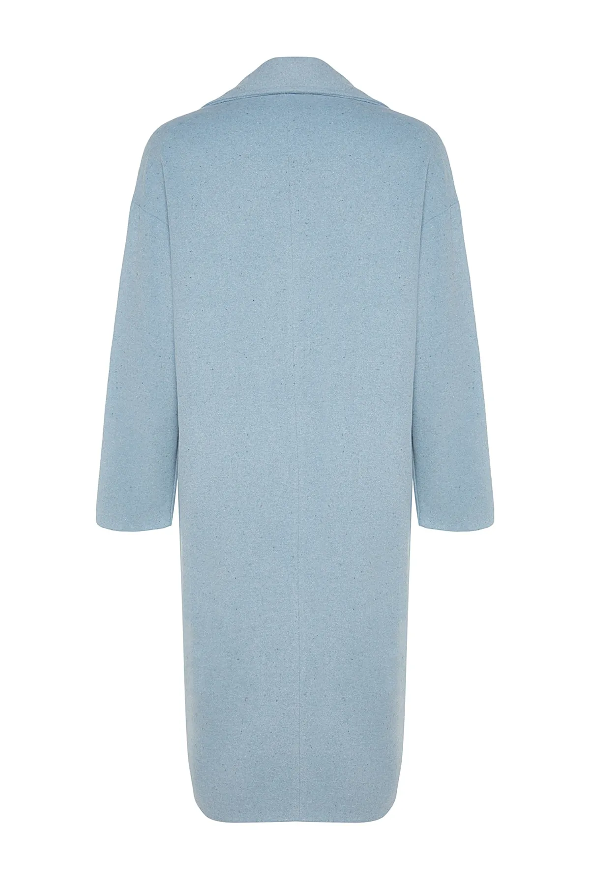 Trendyol Collection  Blauer, übergroßer, weit geschnittener, langer Wollmantel mit Stempelmuster TWOAW21KB0038