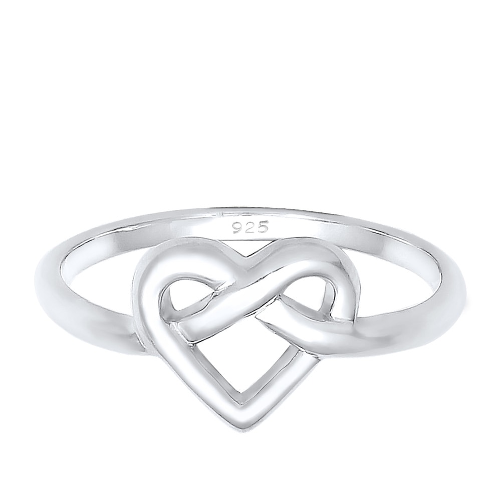 Elli Elli Bague Femme Bretzel au Coeur Motif Ludique en Argent Sterling 925 Bague