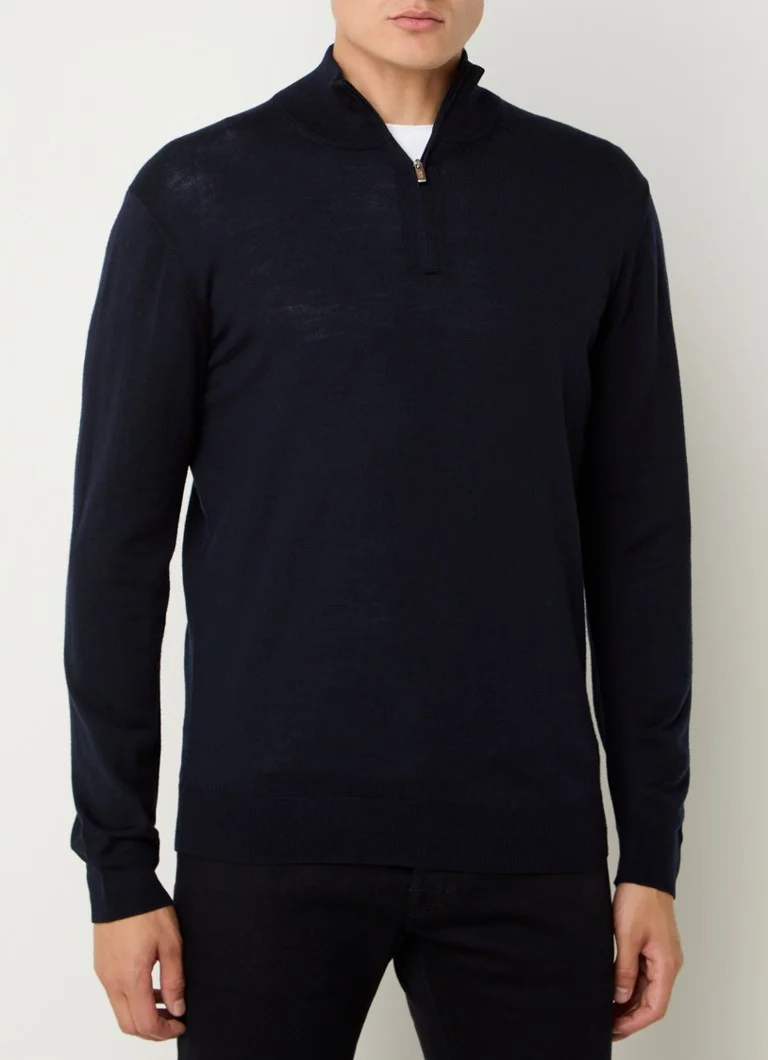 Boggi Milano Fine-knit wool pullover with half zip