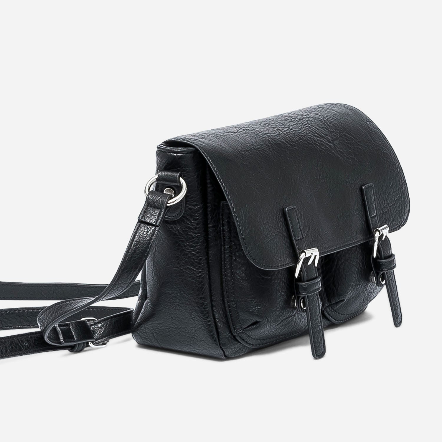 Sac bandoulière noir à double boucle