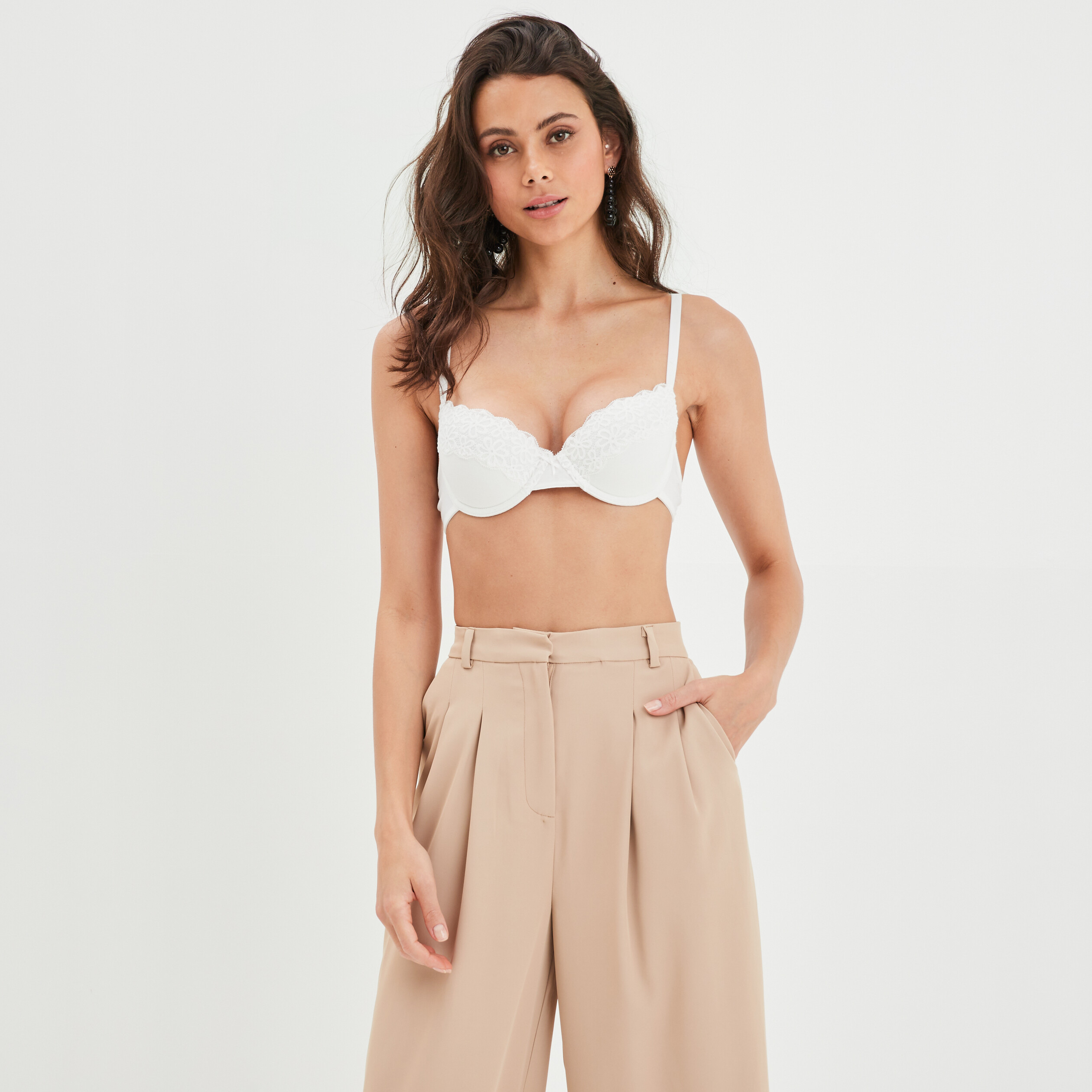 Soutien-gorge corbeille dentelle padded blanc femme | La Halle