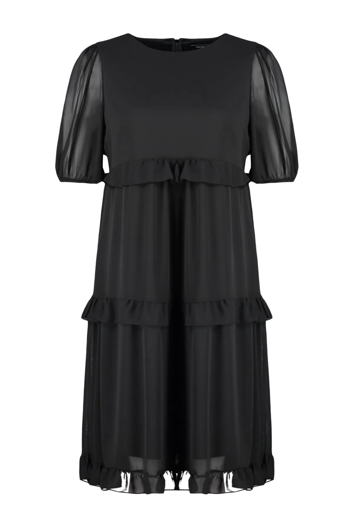 Trendyol Curve  Schwarzes, detailliertes Webkleid aus Tüll TBSSS23AH00056