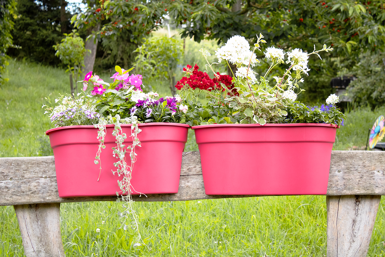 KHW KHW Geländerblumentopf Flowerclip XL, 2er Set, beere
