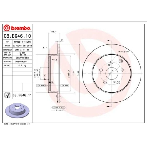 08.B646.11 BREMSSCHEIBE BREMBO HA  VP2 - ATU