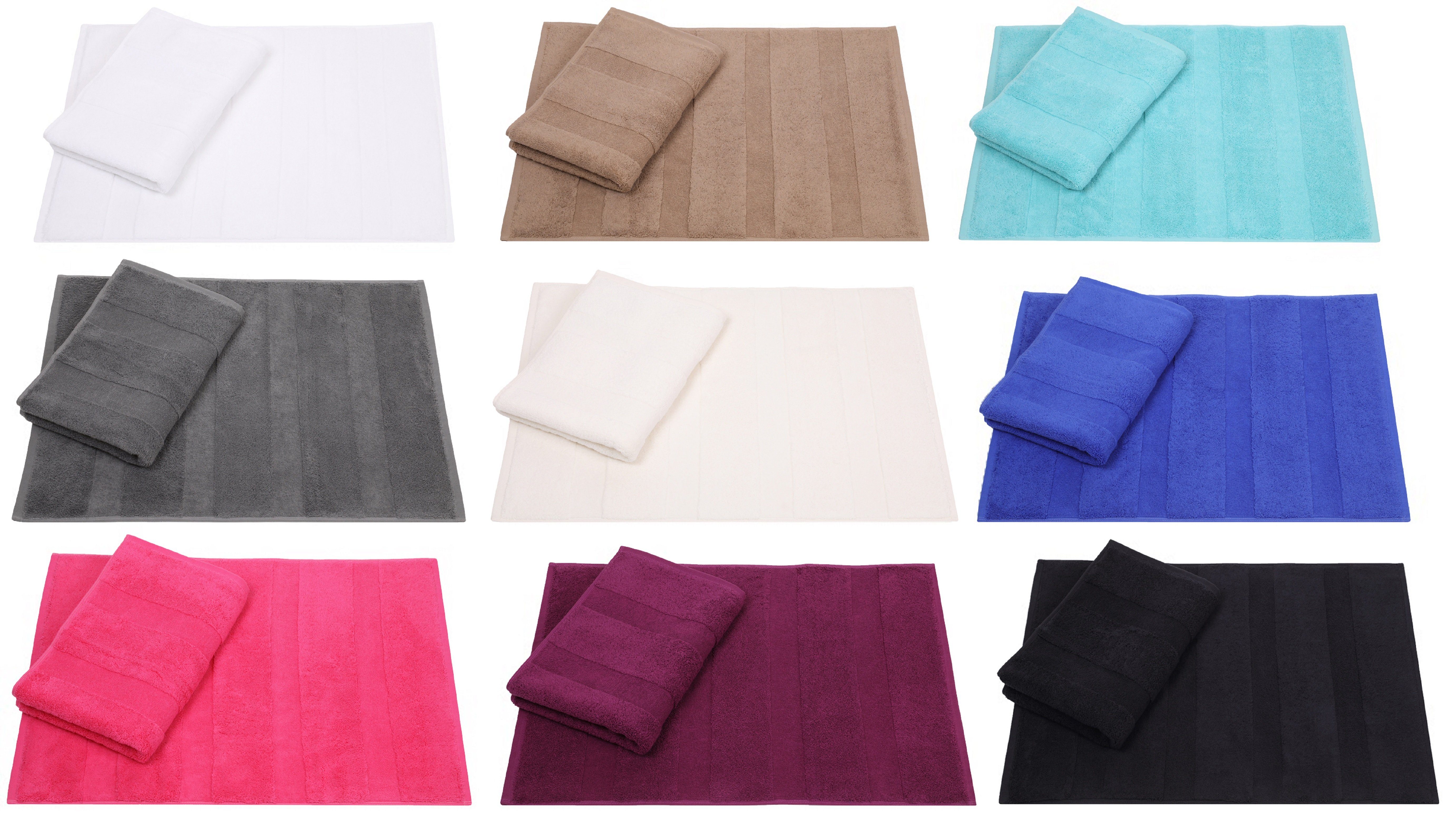 Badematte 2er Set Badvorleger Badematte Badteppich Duschvorleger Frottee Größe 50 x 68 cm 100% Baumwolle Deluxe Qualität 680 g/m² Betz, strapazierfähig, Baumwolle, rechteckig