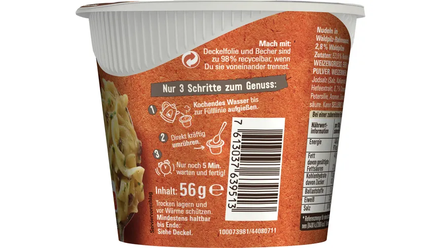MAGGI 5 Minuten Terrine Nudeln in Waldpilz Sauce 56 g