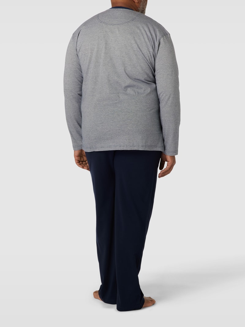 PLUS SIZE Pyjama mit Brusttasche Modell 'SEOUL' in marineblau