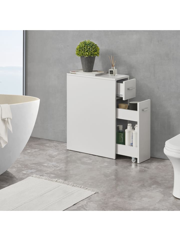 en.casa Badezimmerschrank Kauhajoki in Weiß (H)61cm (B)20cm (T)45cm günstig kaufen onesize