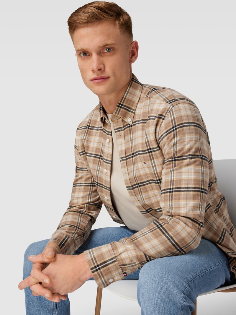 Freizeithemd mit Tartan-Karo in khaki