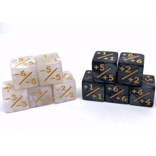 Würfelset Pearl D6: Counterdice 6 Black/Gold + 6 White/Gold (12)