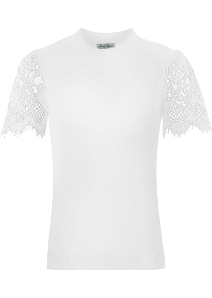 Strickshirt mit Spitzenärmeln