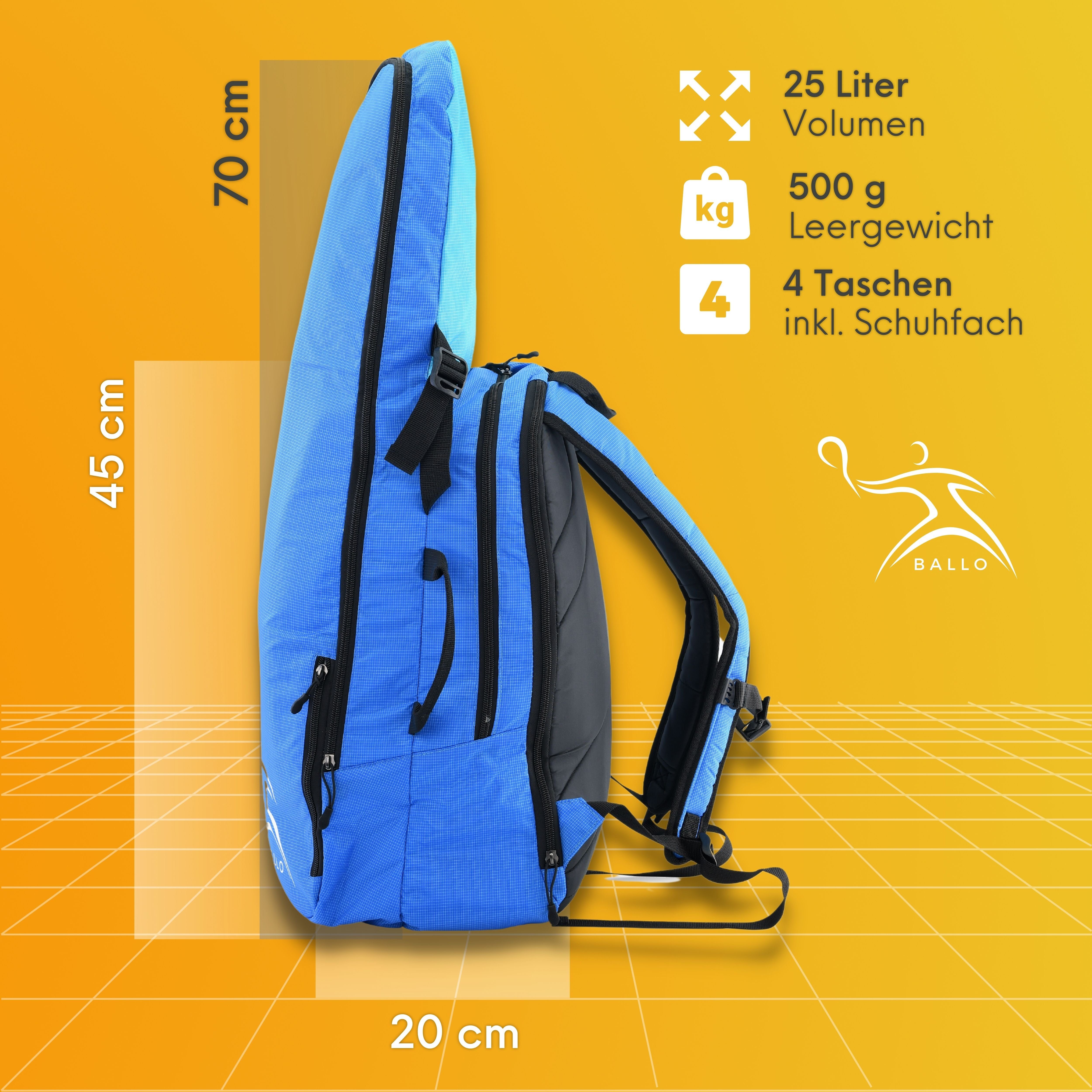 BALLO® Tennisrucksack Tennistasche Schlägertasche Rucksack Tasche Tennis Badmintion, separates Schlägerfach
