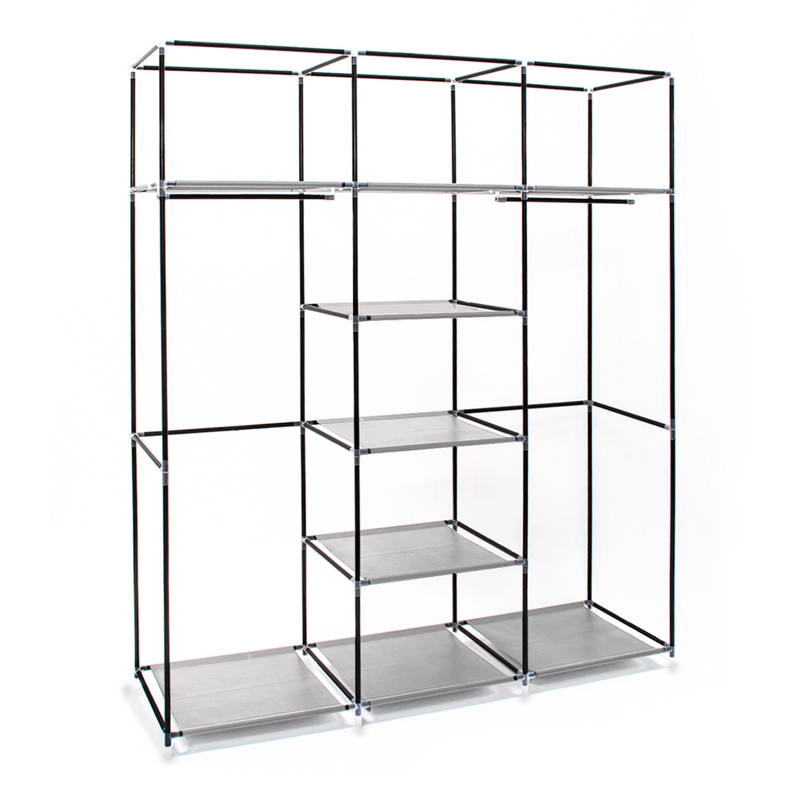 relaxdays Stoffschrank 3 x Stoffkleiderschrank anthrazit