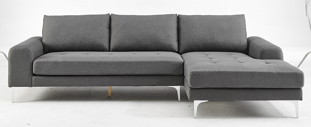 Happy Home Modern Ecksofa mit gepolsterte Kissen grau