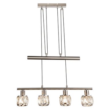 etc-shop Hängeleuchte, Leuchtmittel nicht inklusive, Decken Hänge Leuchte Chrom Wohn Zimmer Glas Kristall Pendel Lampe