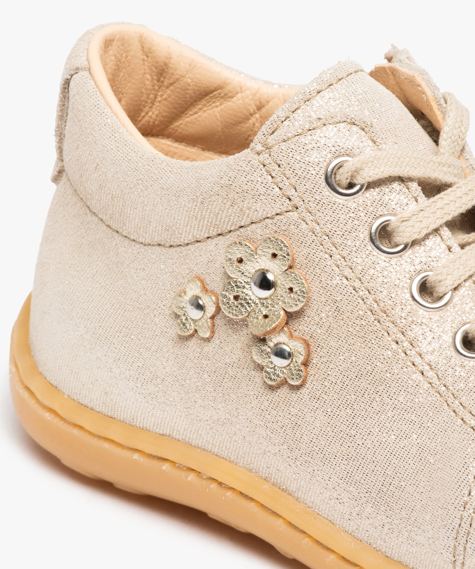 Chaussures premiers pas bébé fille dessus cuir pailleté – NA!