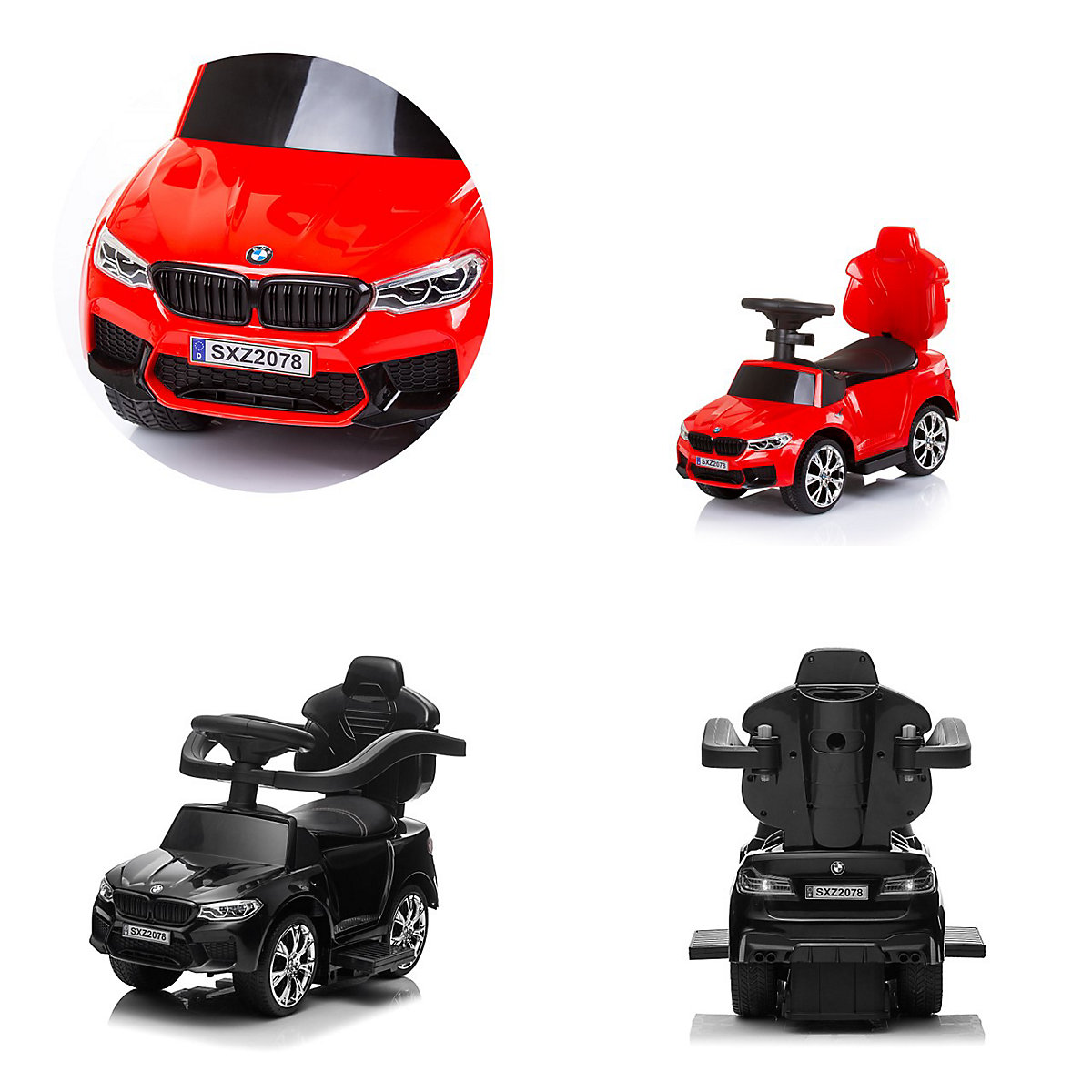 Kinder Rutschauto BMW 2 in 1, lizenziert, Schubstange, Musikfunktion Rutschautos