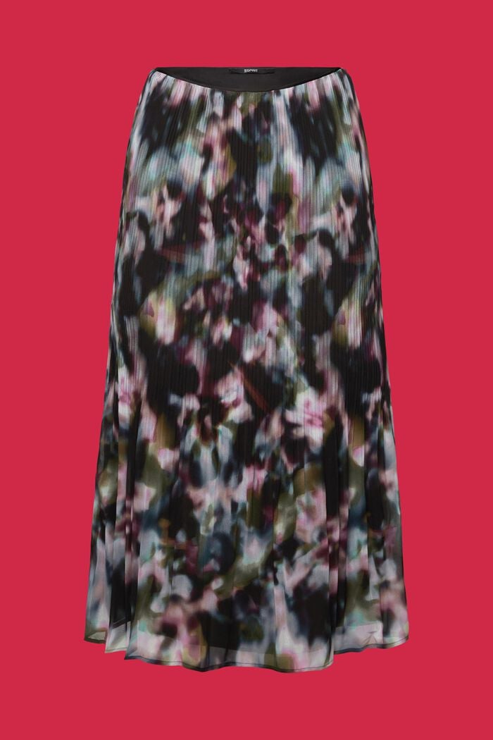 Plissierter Chiffon-Midirock mit Print