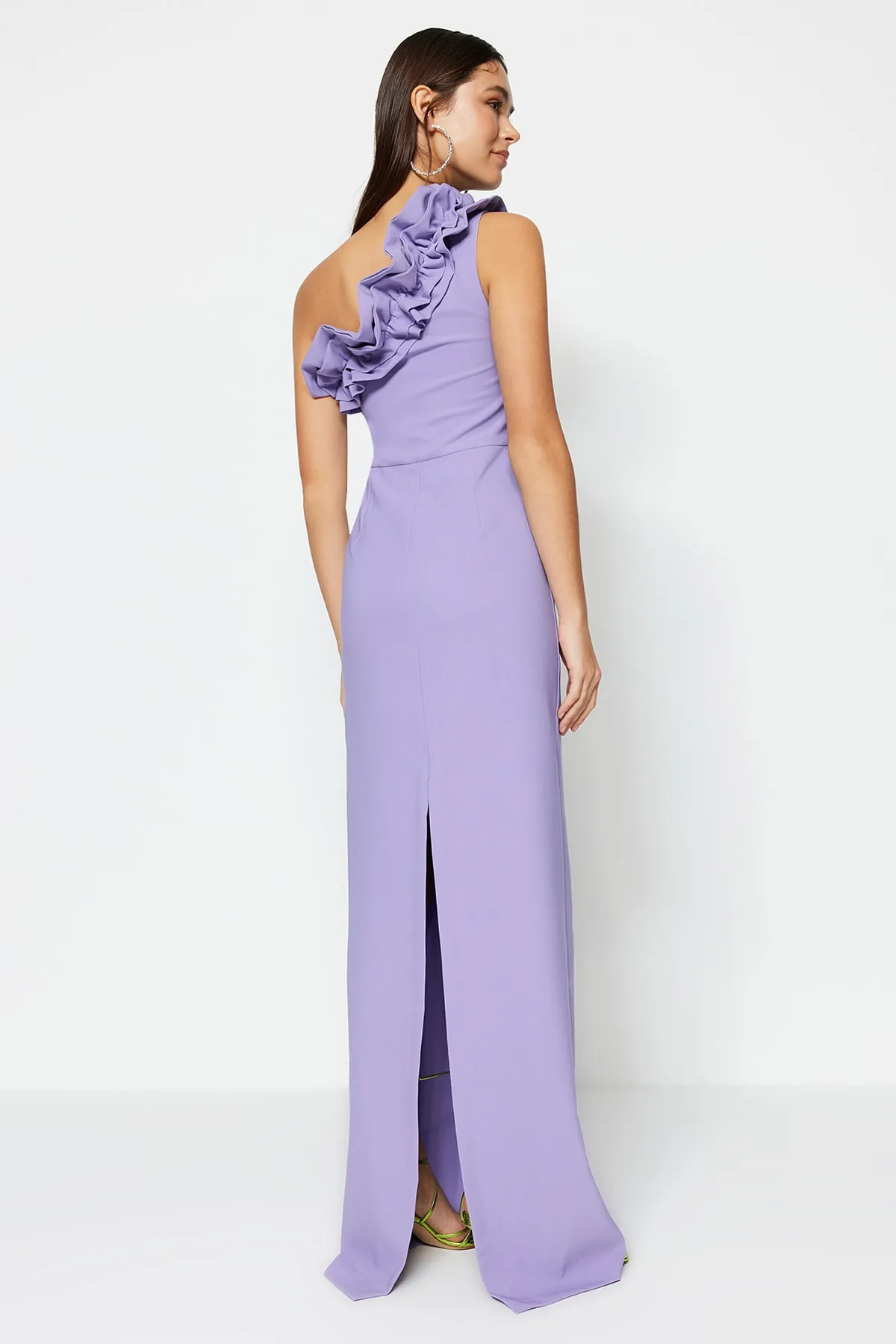 Trendyol Collection  Lila gewebtes langes Abendkleid TPRSS21AE0044