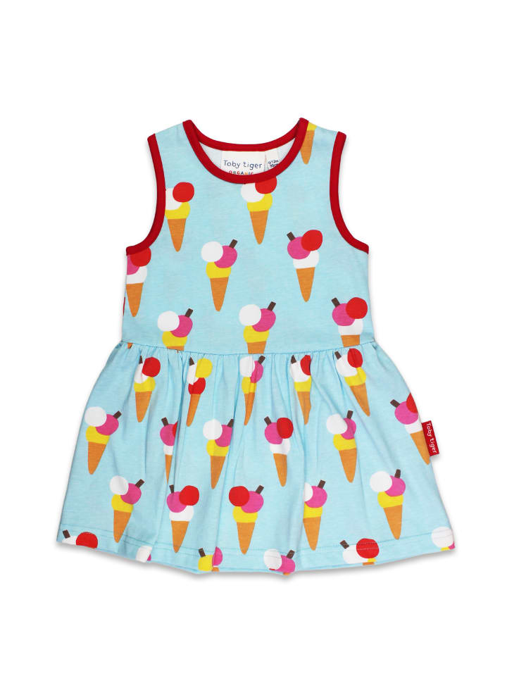 Toby Tiger Jersey Trägerkleid mit Eiswaffel Print in blau günstig kaufen