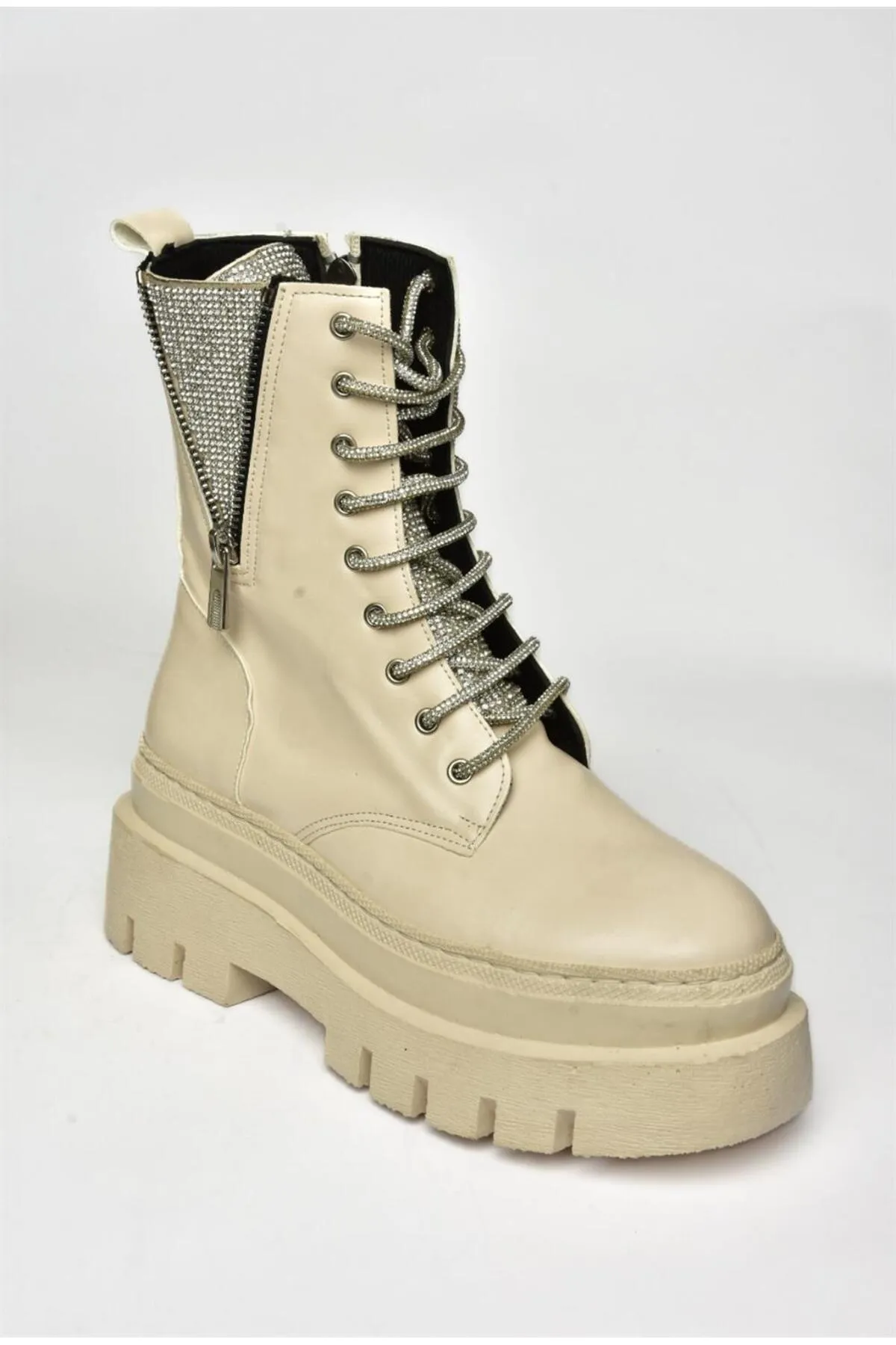 Fox Shoes  R726659009 Damen-Schnürstiefel in Beige Stone