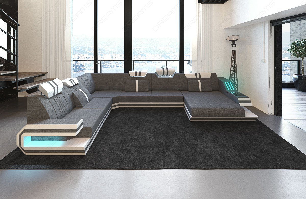 Sofa Dreams Wohnlandschaft Stoff Polster Sofa Ravenna XXL H Strukturstoff Stoffsofa, Couch wahlweise mit Bettfunktion