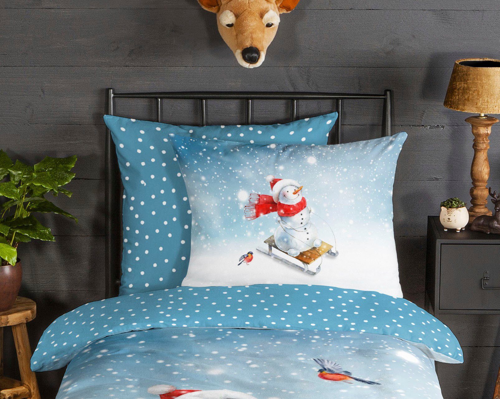 Kinderbettwäsche Snowfun, good morning, Biber, 2 teilig, 100% Baumwolle/ Flanell (Biber)