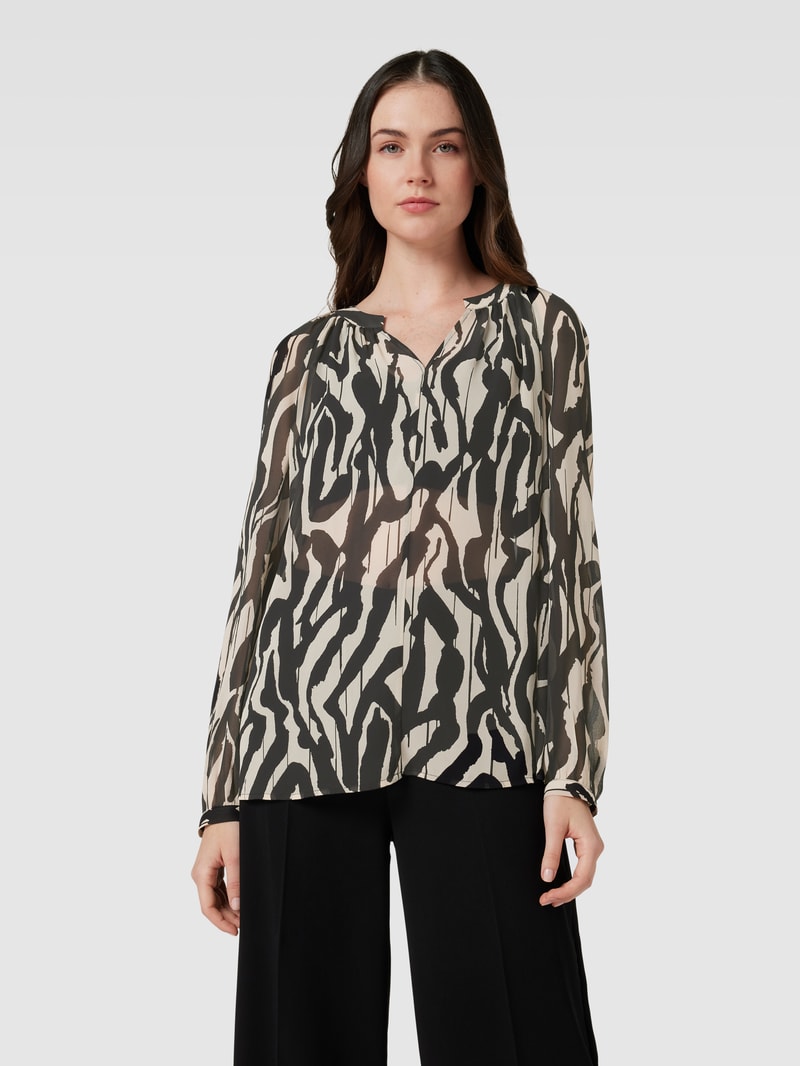 Bluse mit Tunikakragen in schwarz