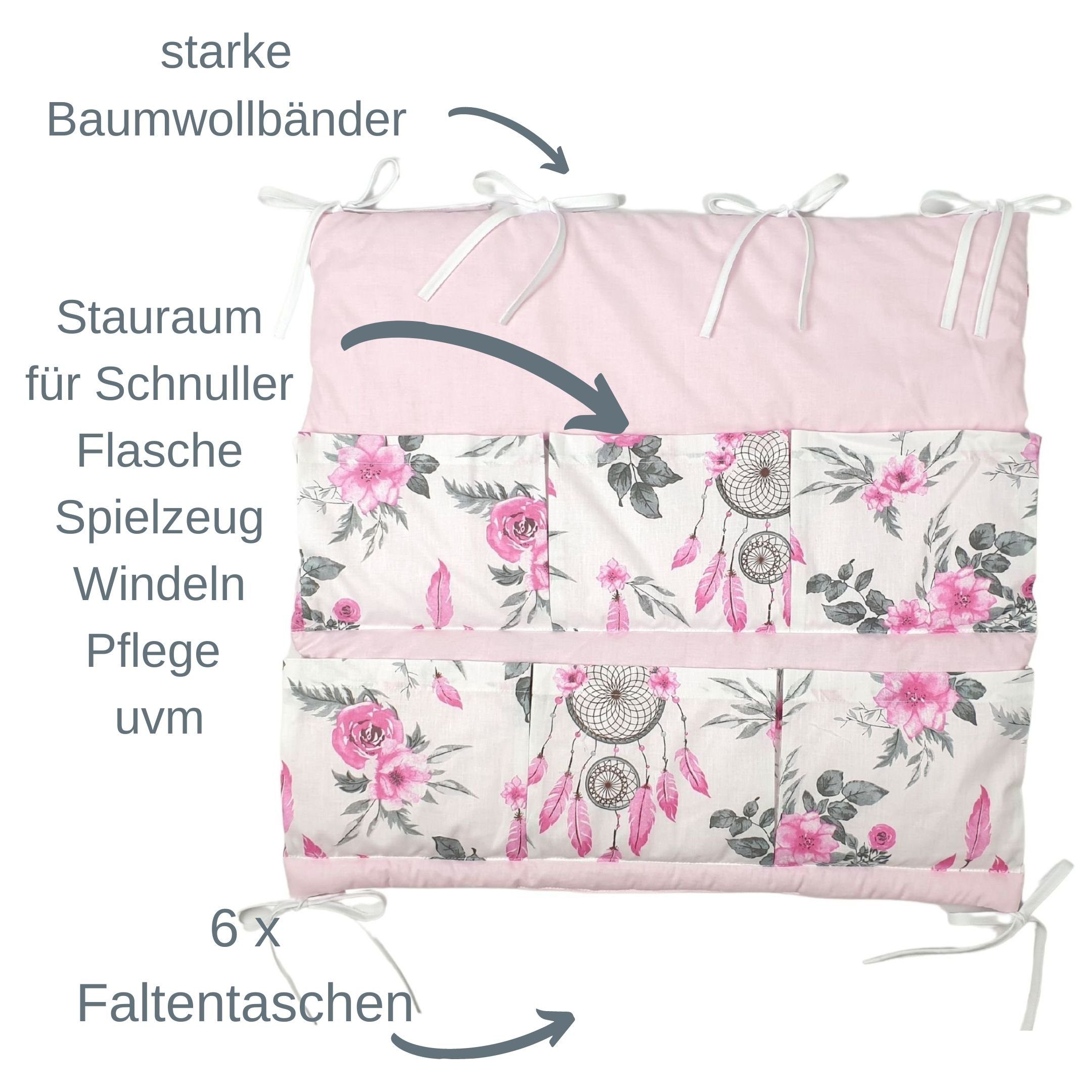 Babymajawelt Betttasche Baby Betttasche 31549 Traumfänger 60x60cm Utensilio, Aufbewahrung für Kinderbett, Kinderzimmer, Bad, Organizer, Für Wickeltisch, Babybett, als Wandaufbewahrung, Spielzeugtasche