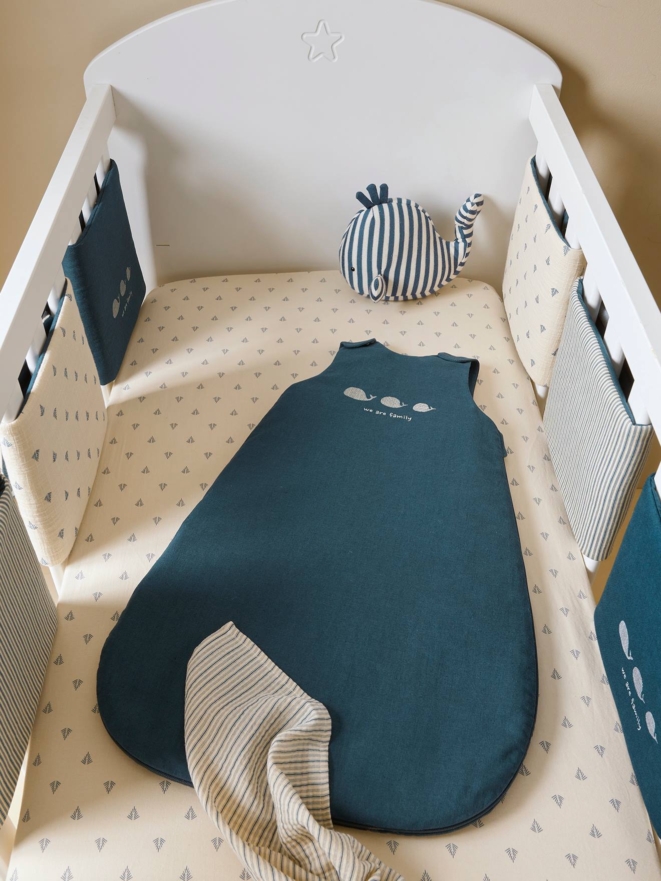 Vertbaudet Ärmelloser Baby Sommerschlafsack NAVY SEA Oeko-Tex - indigo-blau