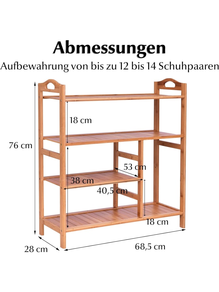 COSTWAY Schuhregal Bambus 14 Paar in Beige günstig kaufen onesize