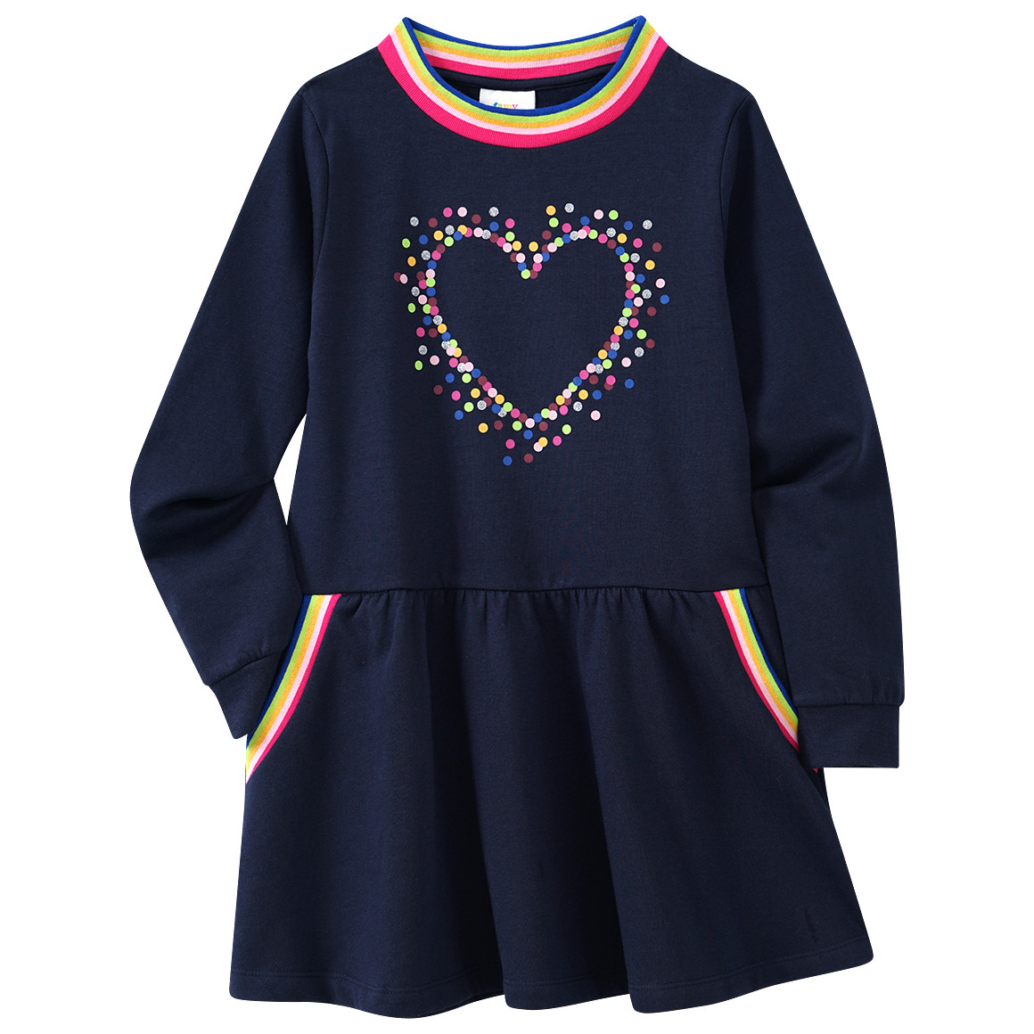 Mädchen Sweatkleid mit bunten Akzenten