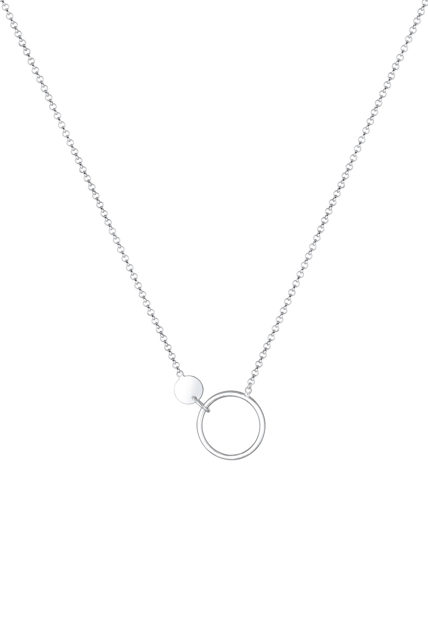 Elli Minimal Circle Geo Pendant Necklace for Women - (925/1000) Silver