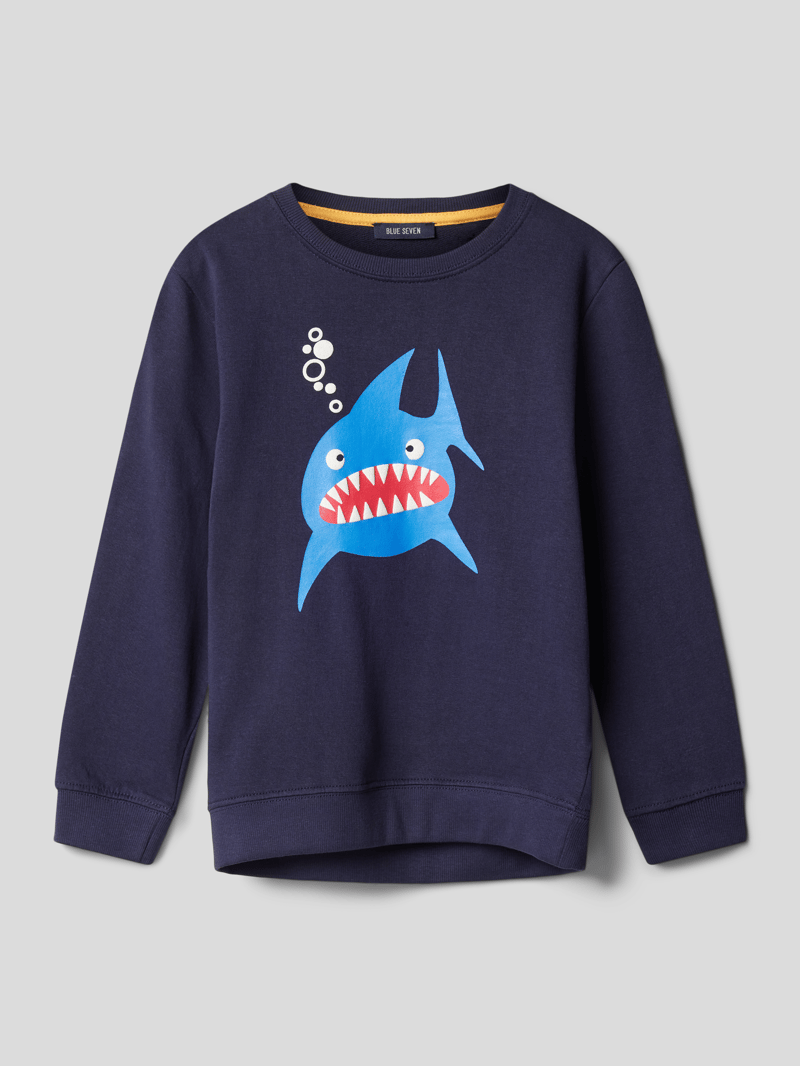 Sweatshirt mit Motiv-Print in blau