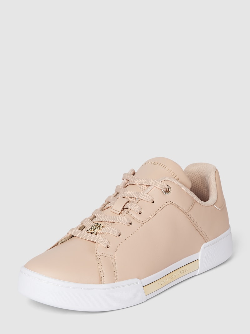Sneaker mit Label-Details in metallic in hellrosa