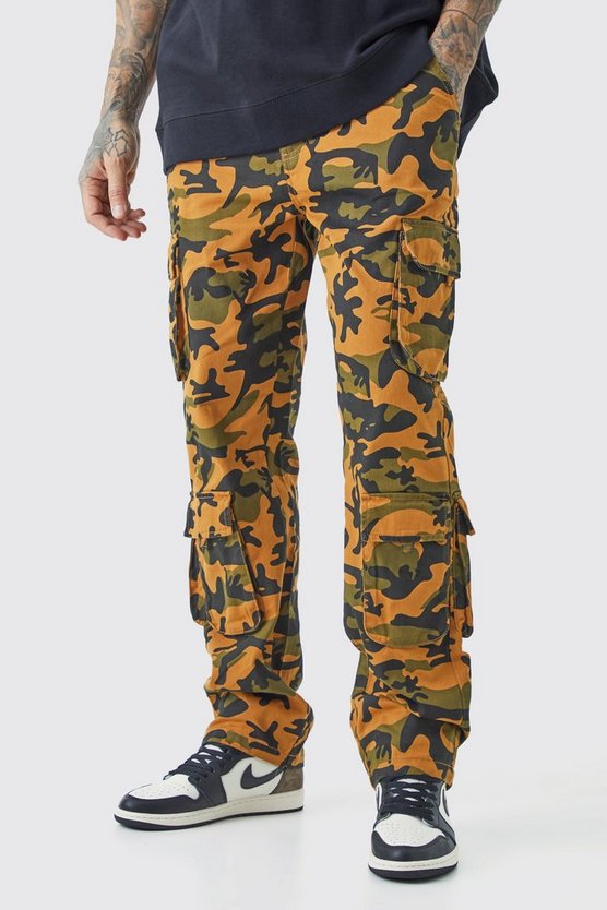 Tall Twill Camouflage Cargo-Hose mit weitem Bein