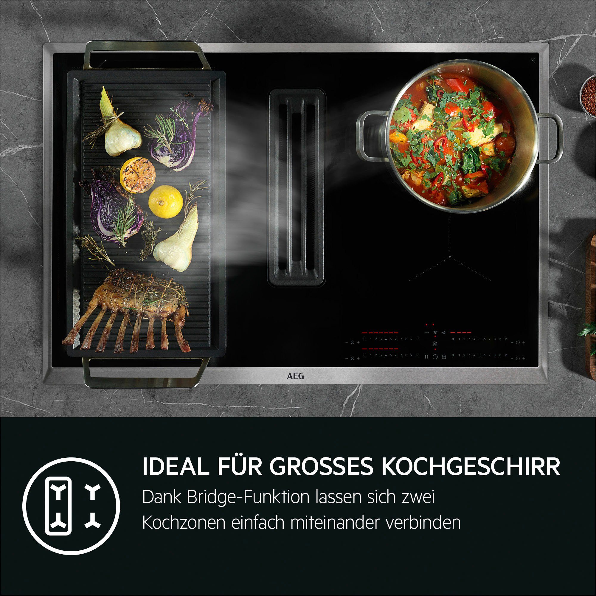 AEG Kochfeld mit Dunstabzug COLI84COXB